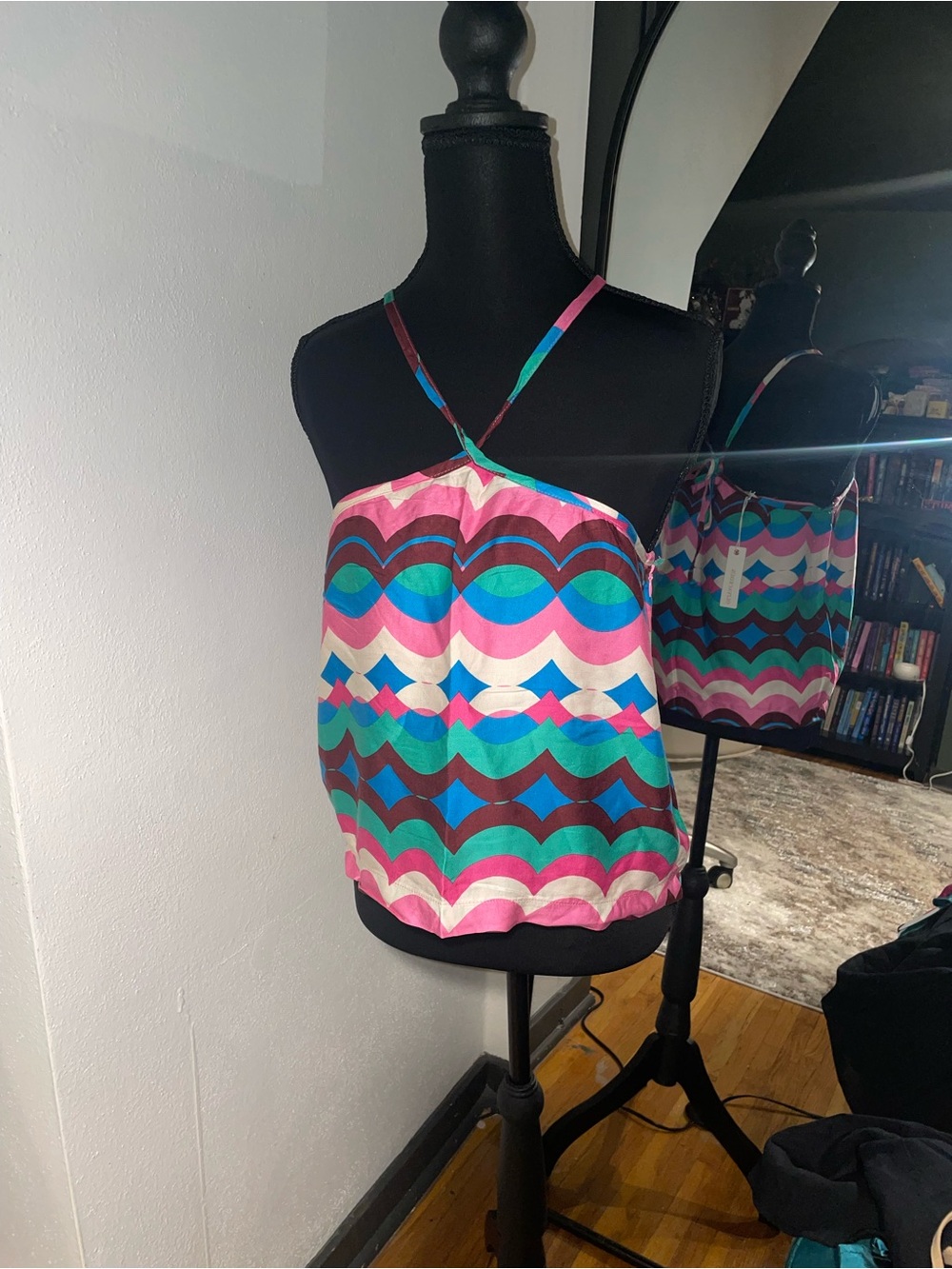 Olivaceous Pink Teal Multicolor Halter Tank
